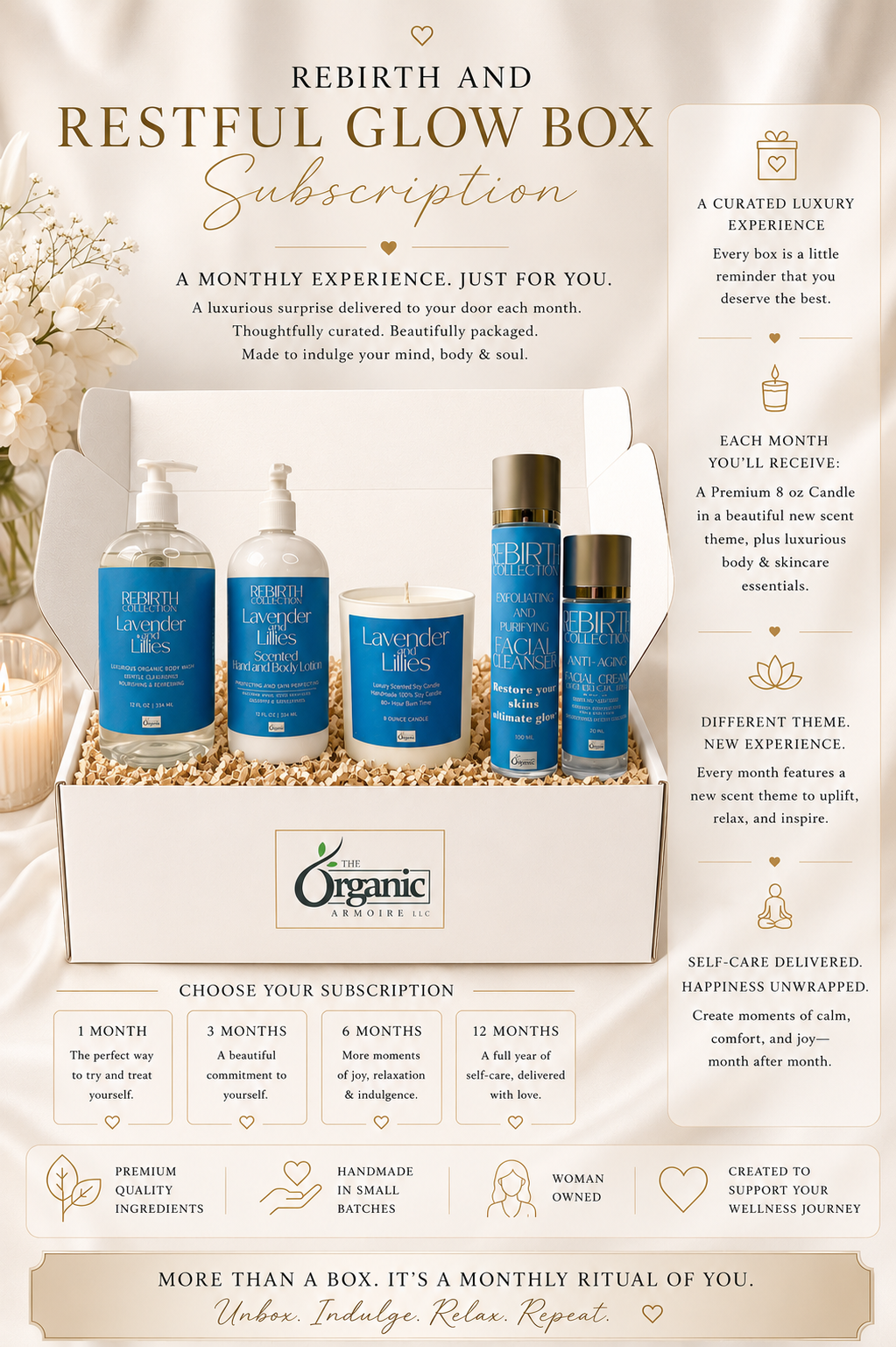 REBIRTH and RESTFUL GLOW BOX SUBSCRIPTION PRE- PAY